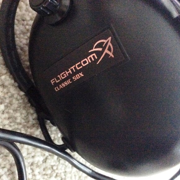 Pilot Headphones Aviation Flightcom Classic 50X Headset Tested and Works - Picture 3 of 4